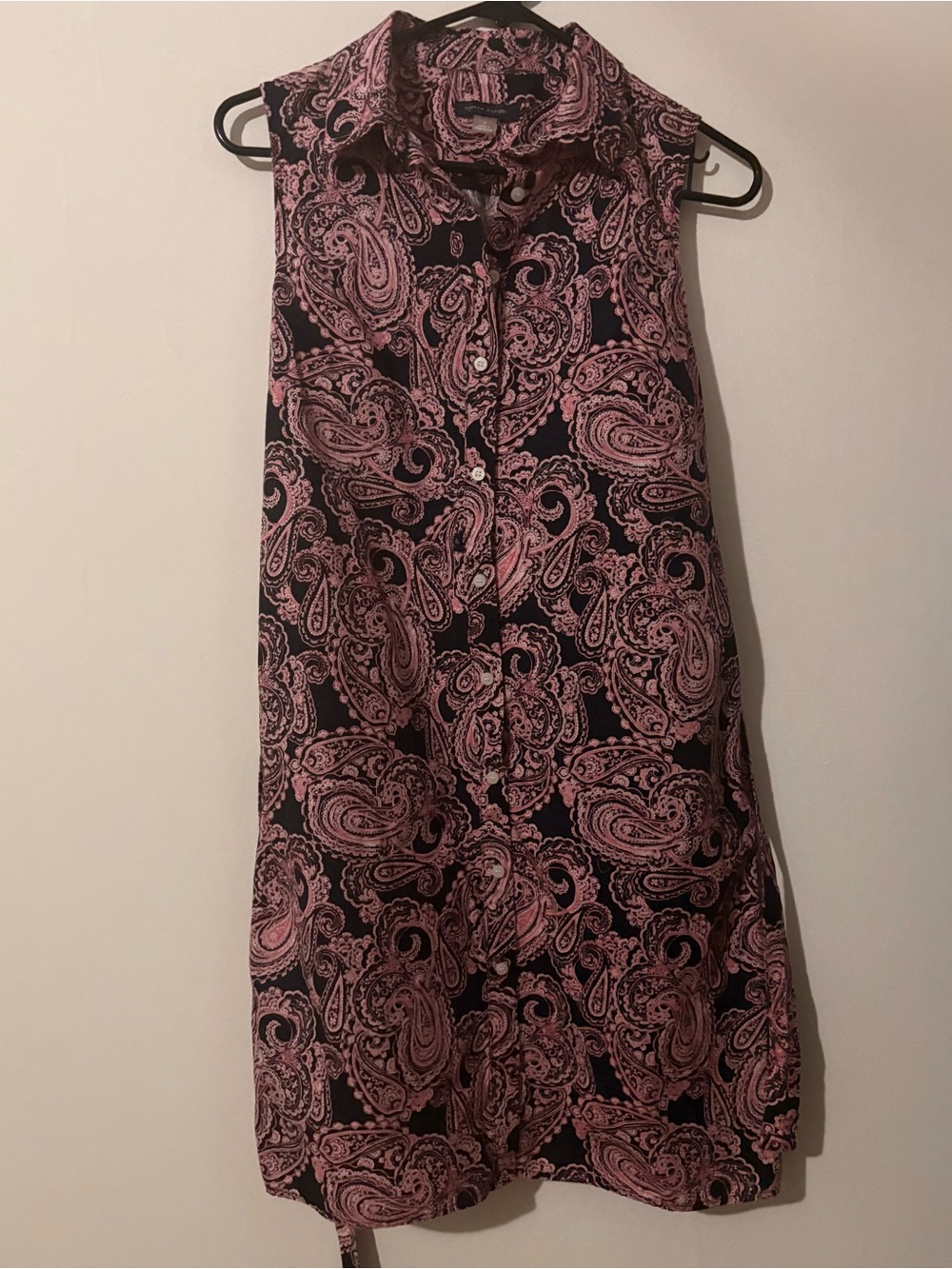 Tommy Hilfiger Sleeveless Paisley Button-Front Skirt in Pink and Black Size 4